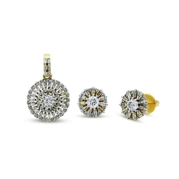 Yellow & White Gold Diamond Pendant Set